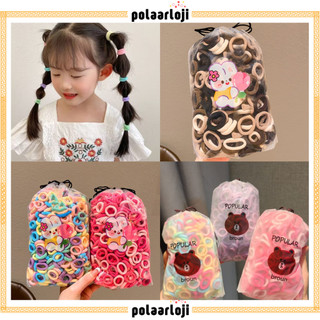 PA 200 PCS KARET RAMBUT ELASTIS KARET RAMBUT DONAT MINI POUCH WARNA WARNI GAYA KOREA STYLE IR139