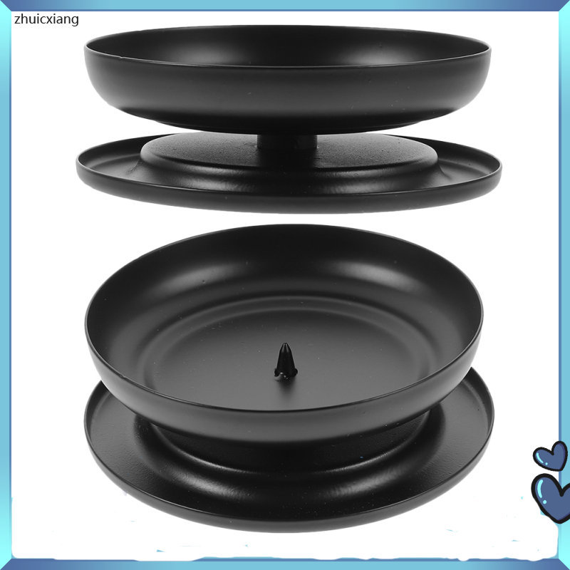 2pcs Metal Candle Plates Retro Iron Plates Candle Holders Tabletop Candle Holders zhuicxiang