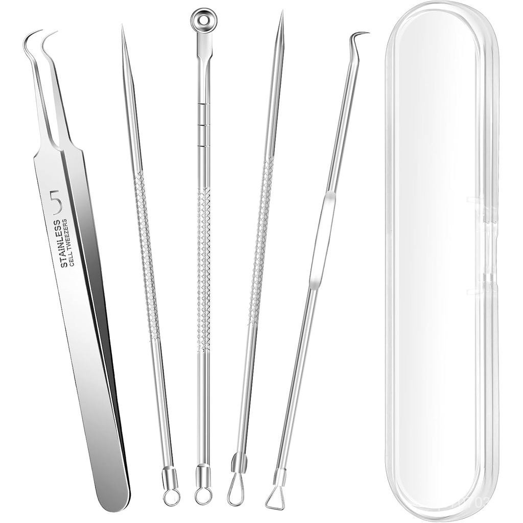 5PCS Blackhead Remover Pimple Popper Tool Kit, Professional Stainless Pimple Acne Blemish Removal To