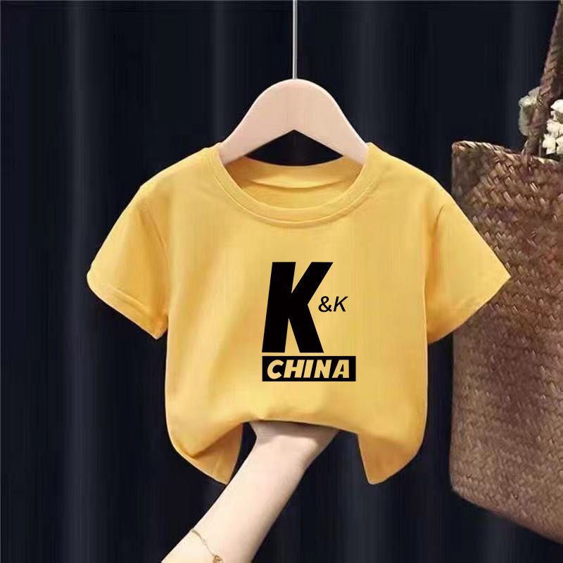 2026 แฟชั่น 2026K Letter Boy เสื้อยืดแขนสั้นฤดูร้อนเสื้อผ้าเด็กเด็กทารกเด็ก 1 ปี 3 ทารกครึ่งแขนฤดูร้
