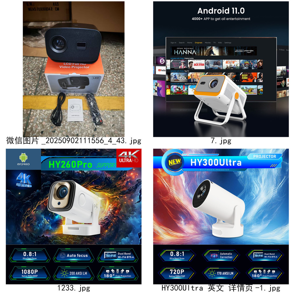 [คลังสินค้าพร้อม] Autofocus Projector A0 Android WIFI Projector 4K HD Mini Gimbal แบบพกพา dzldf04/20