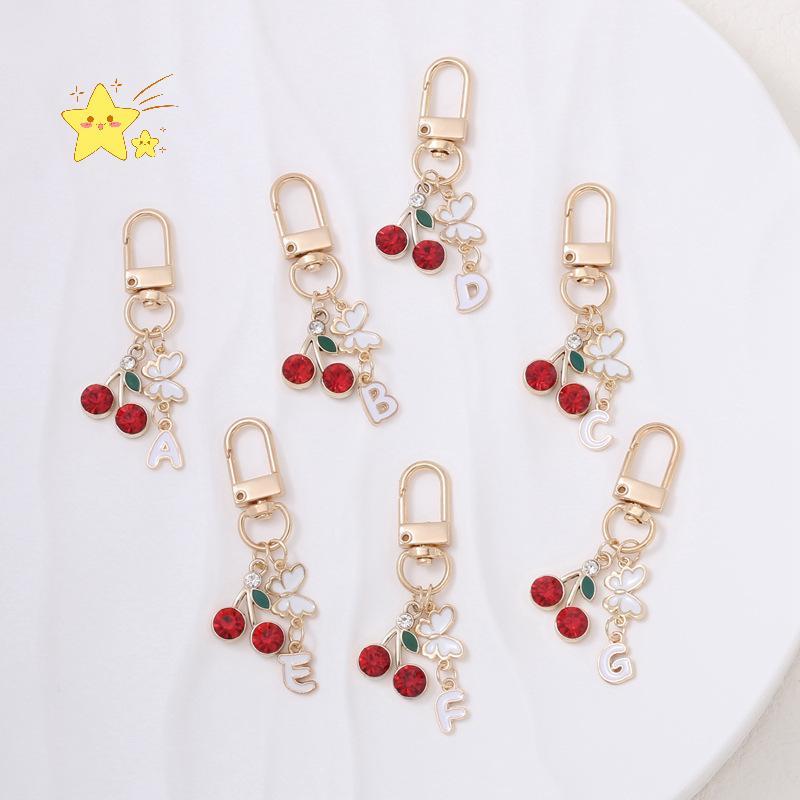 [JBTH] แฟชั่นเชอร์รี่ผีเสื้อพวงกุญแจ AZ จดหมายเริ่มต้นพวงกุญแจ Charms กระเป๋าจี้เครื่องประดับกุญแจรถคู่ของขวัญ [JB] - รูปที่ 3