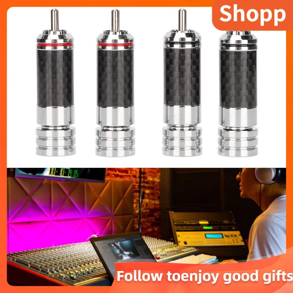 Shopp Shopp 4 ชิ้นปลั๊ก RCA ชุบโครเมียมสายวิดีโอเชื่อมต่อสำหรับ 9 มิลลิเมตรเส้นผ่านศูนย์กลางของสายไฟ