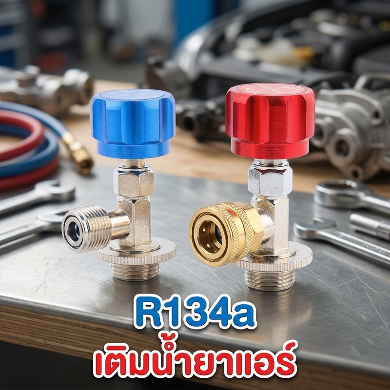 ชุดคอปเปอร์เติมน้ำยาแอร์ R134a ออลูมิเนียมคุณภาพสูง ทนแรงดันสูง ทนทาน ปรับได้ สำหรับระบบแอร์ยานยนต์
