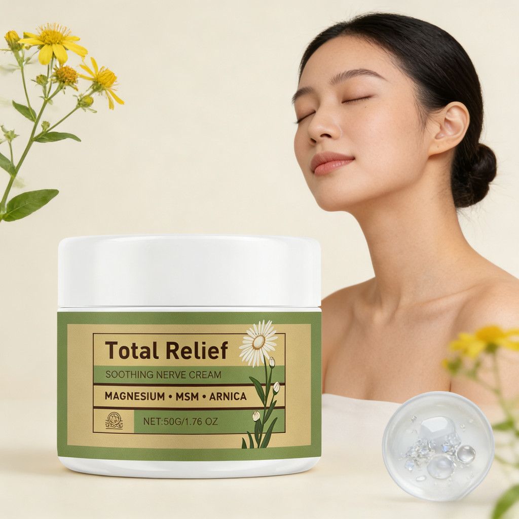 Total Relief Magnesium Arnica Soothing Nerve Cream – 50g / 1.76oz with MSM & Plant Extracts for Dail