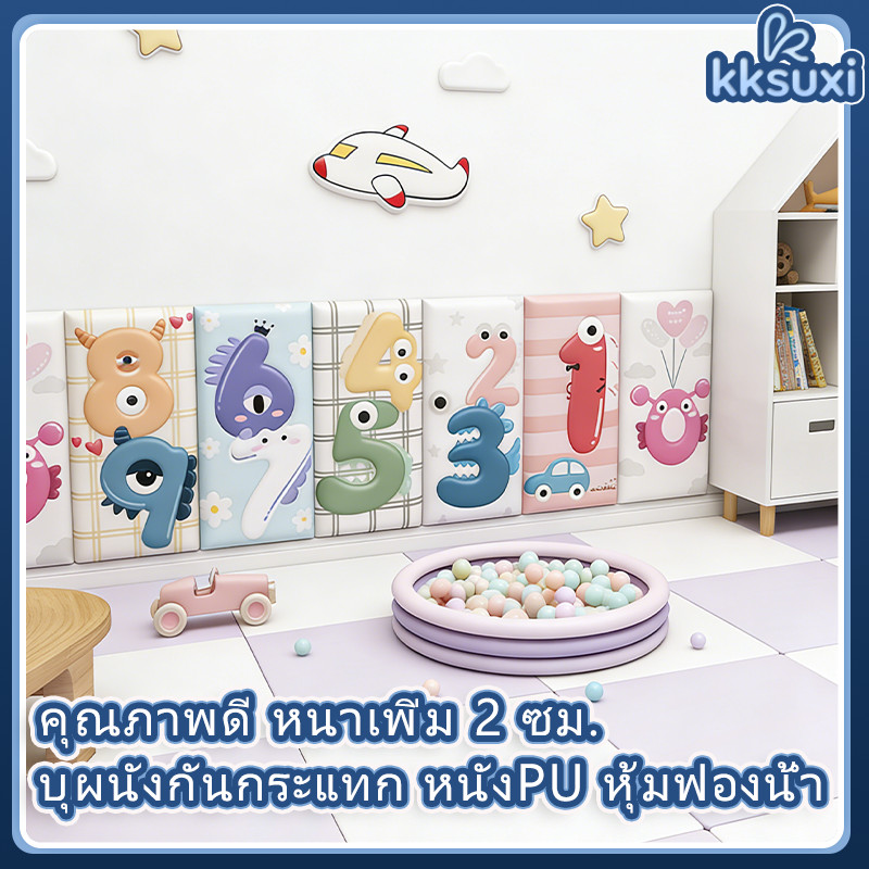 แผ่นกันกระแทกผนังสำหรับเด็ก สติกเกอร์วอลเปเปอร์ 3มิติ วอลเปเปอร์ติดผนัง ลายการ์ตูน มีกาวในตัว กันน้ํา 6ft/4ft สําหรับติดตกแต่งผนังห้อ – โปรปัง