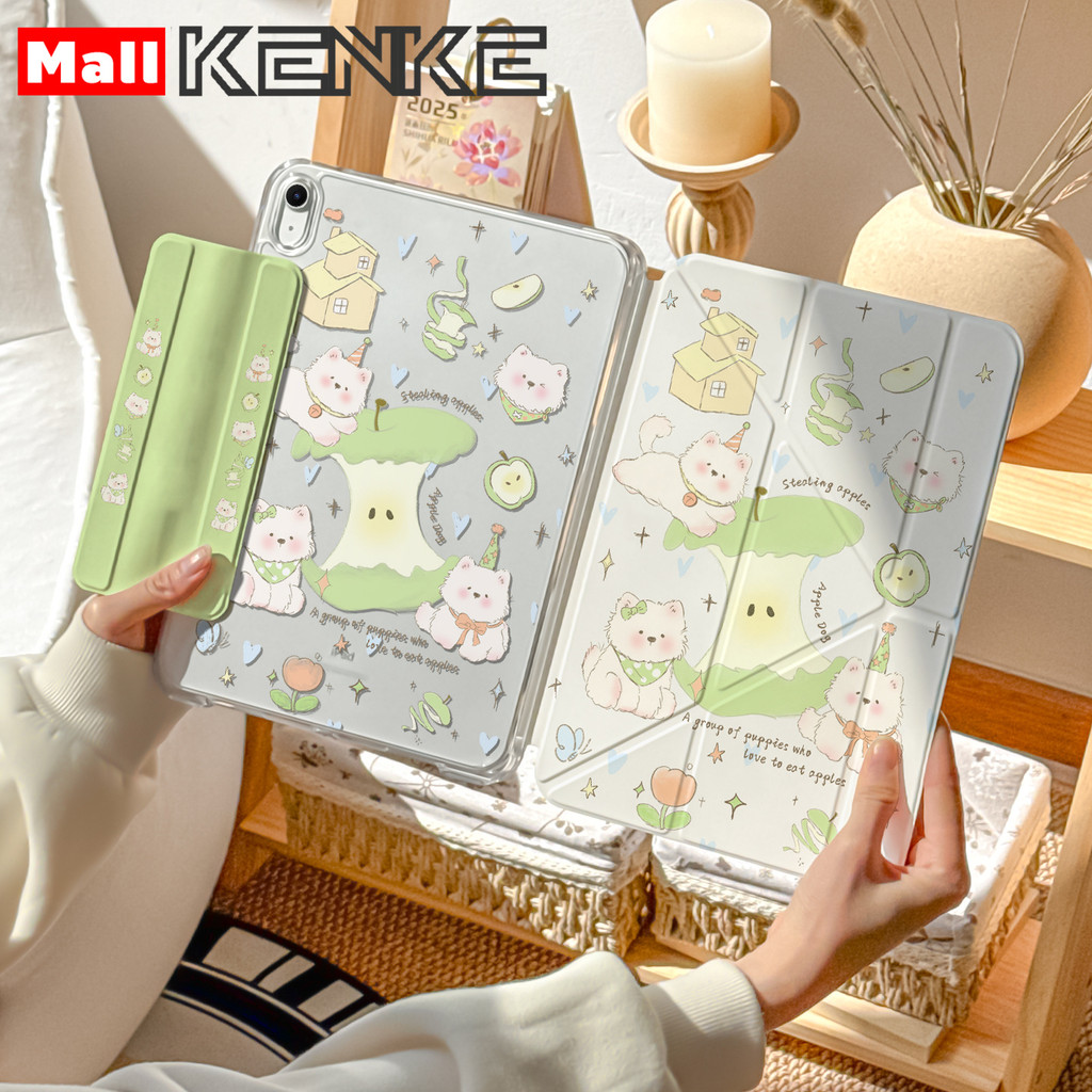 KENKE เคส ipad เคสแท็บเล็ตการ์ตูนน่ารัก, เคสอะคริลิคใส, 2 in 1 ถอดได้, พร้อมที่เก็บดินสอ, ไอแพด 2025 gen 11 A16 10th mini 6 7 (A17 pro) เคสไอแพด gen 7 8 9 iPad Air 6 (11นิ้ว) M2 air 5 4 เคสไอแพด air7 case ipad pro 11 inch เคสไอแพด กระเป๋าแท็บเล็ต