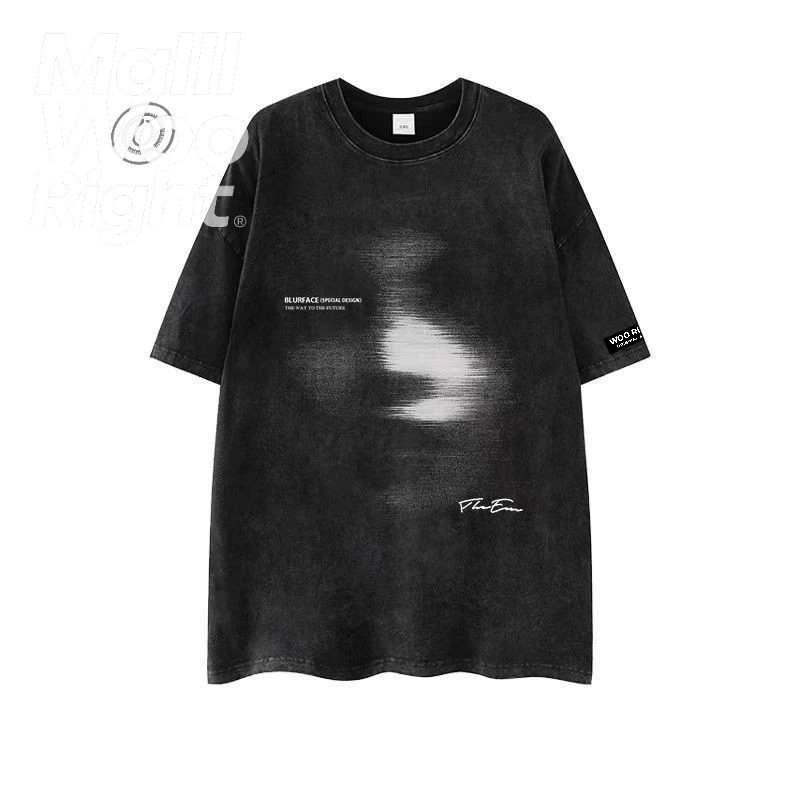 (จัดส่งตลอด 24 ชั่วโมง)HY เสื้อยืดฟอก oversize ผ้าฝ้าย100% โอเวอร์ไซซ์ สีดําเข้ม เรโทร เสื้อฟอกวินเทจ#T1685