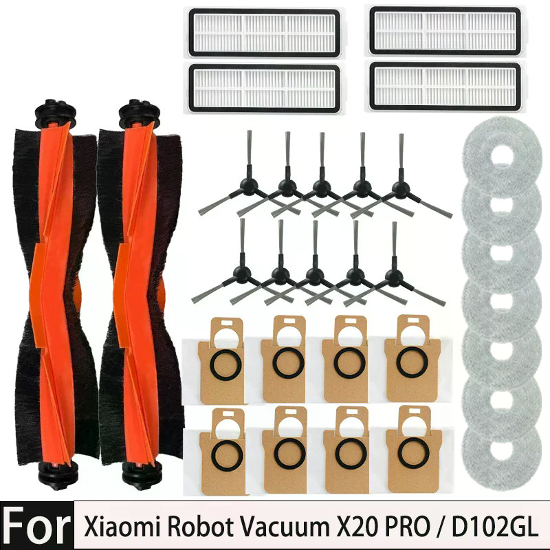 สําหรับ Xiaomi X20 Max (D109GL) X20 Pro (D102GL) ชิ้นส่วนสูญญากาศอุปกรณ์เสริมแปรง Hepa Filter Mop ผ้าถุงเก็บฝุ่น