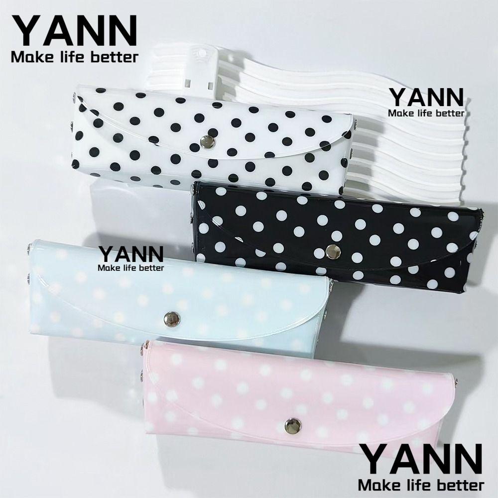 YAN ดินสอ , Polka Dot Design PVC Pen Bag, กระเป๋าเครื่องเขียนประเภท Snap-button คุณภาพสูง Back To School