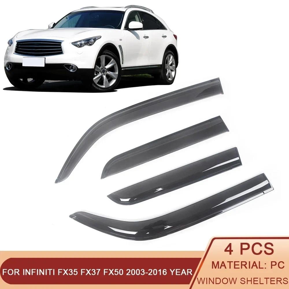 สําหรับ Infiniti FX35 FX37 FX50 QX70 2003-2016 สีดํา Tinted รถหน้าต่างด้านข้าง Visor Vent กันสาด She