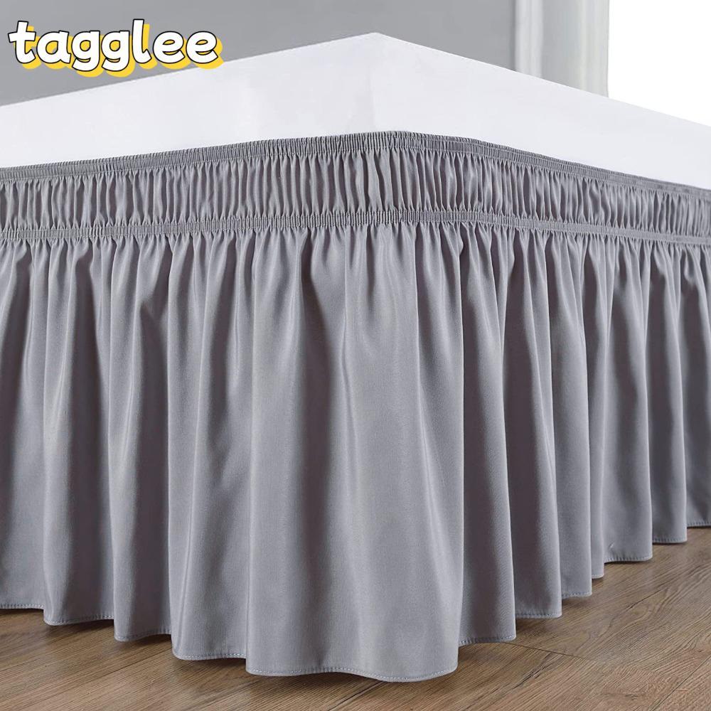 TAGGLEE เตียง Ruffles, โพลีเอสเตอร์ยืดหยุ่นกระโปรงเตียง, สีทึบนุ่มด้านข้างเตียงตกแต่งที่ถอดออกได้เตียงด้านข้างกระโปรงบ้าน
