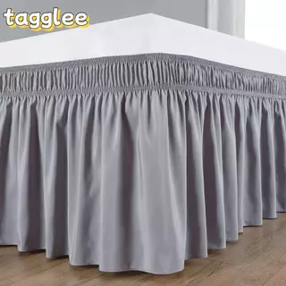 TAGGLEE เตียง Ruffles, โพลีเอสเตอร์ยืดหยุ่นกระโปรงเตียง, สีทึบนุ่มด้านข้างเตียงตกแต่งที่ถอดออกได้ด้านข้างกระโปรงบ้าน