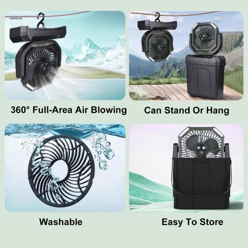 Iny Misting Fan แบบพกพาพร้อมไฟกลางคืน 6L ถัง 30000mAh ชาร์จใหม่ได้