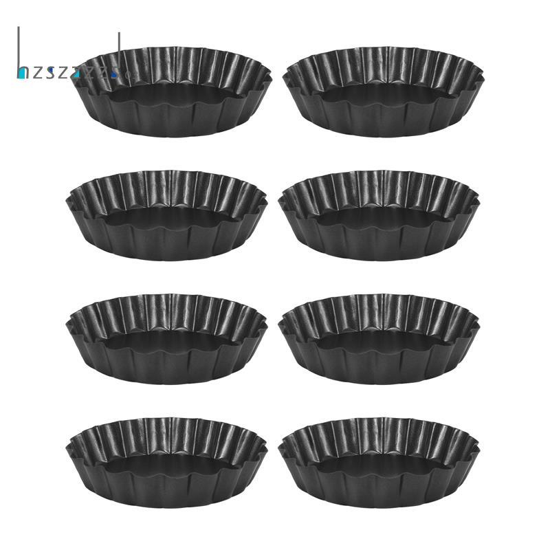 8 ชิ้น 4 นิ้ว Mini Tart Pan,Non-Stick Quiche Pan,Tart Pan ที่ถอดออกได้ด้านล่าง,สําหรับพาย,Quiche Bak