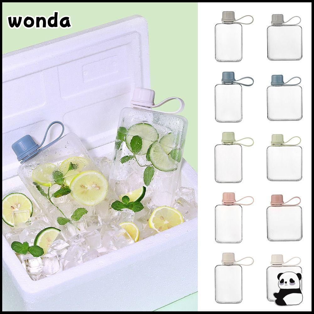 WONDA ถ้วยน้ํา, ขวดน้ําพลาสติกหลากสี, แบบพกพาสี่เหลี่ยมผืนผ้าแบน 240ml/320ml ถ้วยชาผลไม้กาต้มน้ํากีฬากลางแจ้ง