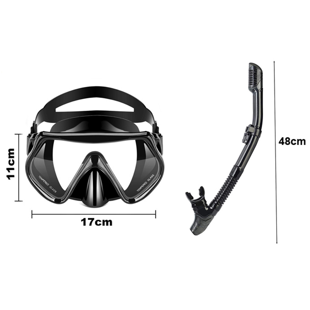 Professional snorkeling two-piece set for men and women, silicone diving mask, large-frame diving ma