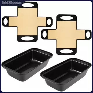 2 ชิ้น 2 ปอนด์ Loaf Pan สําหรับอบขนมปัง Non Stick กระทะขนมปังเหล็กคาร์บอนพร้อมแผ่นซิลิโคนสําหรับเบเกอรี่ SHOPTKC6275