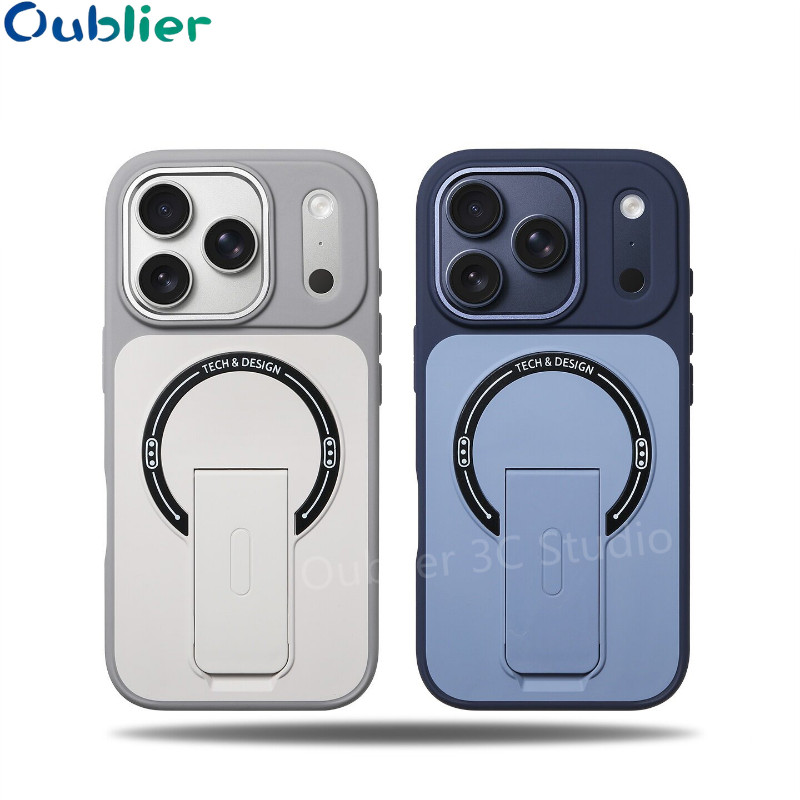 เคสโทรศัพท์แบบแม่เหล็ก ผิวสัมผัสเรียบเนียน สำหรับ ไอโฟน iPhone 17 16 15 14 13 Pro Max เคส Case ดีไซน์ใหม่ ฝาหลังนุ่ม สำหรับ iPhone Air กันกระแทก สไตล์ทหาร พร้อมขาตั้งพับได้