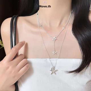 ในไทย-พร้อมส่ง✨สร้อยคอดีไซน์เรียบหรู มินิมอล รูปดาว ปรับขนาดได้ สำหรับผู้หญิง-Move