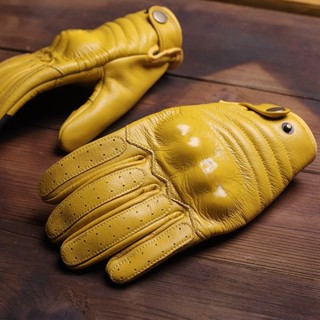 รถจักรยานยนต์กันลื่นถุงมือหนังวัวย้อนยุคถุงมือขี่หนัง ไม่จํา…