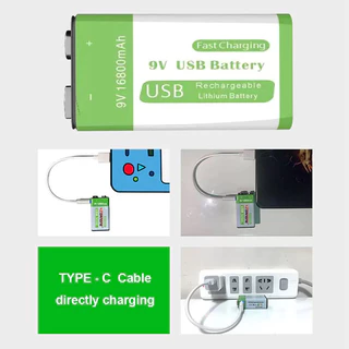 ถ่านชาร์จ 9V 16800mAh เต็ม Li-ion Battery แบตเตอรี่ที่มีคุณภาพสูง แถมสายชาร์จให้ ชาร์จได้2000ครั้ง แบตเตอรี่ลิเธียม