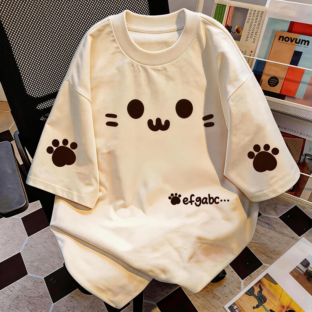 TEE·SHOP🍀 เสื้อยืด oversize เสื้อเท่ๆ เกาหลี " Cat Paw " เสื้อแฟชั่นใ เกาหลีสไตล์ พิมพ์ลาย ผ้านิ่มใส่สบาย COD📦