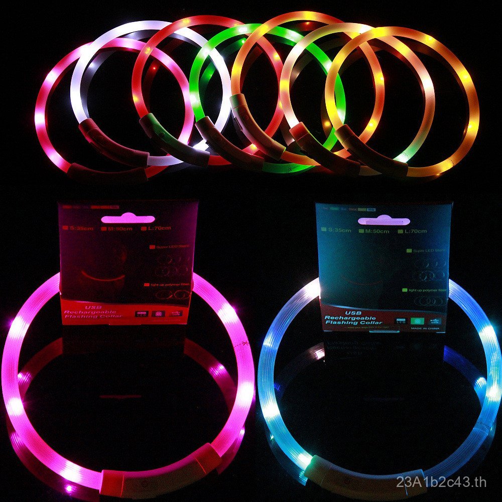LED สัตว์เลี้ยง Luminous COLLAR สุนัขแบบชาร์จไฟได้ Luminous COLLAR Night เดินสุนัขคําเตือน Luminous 