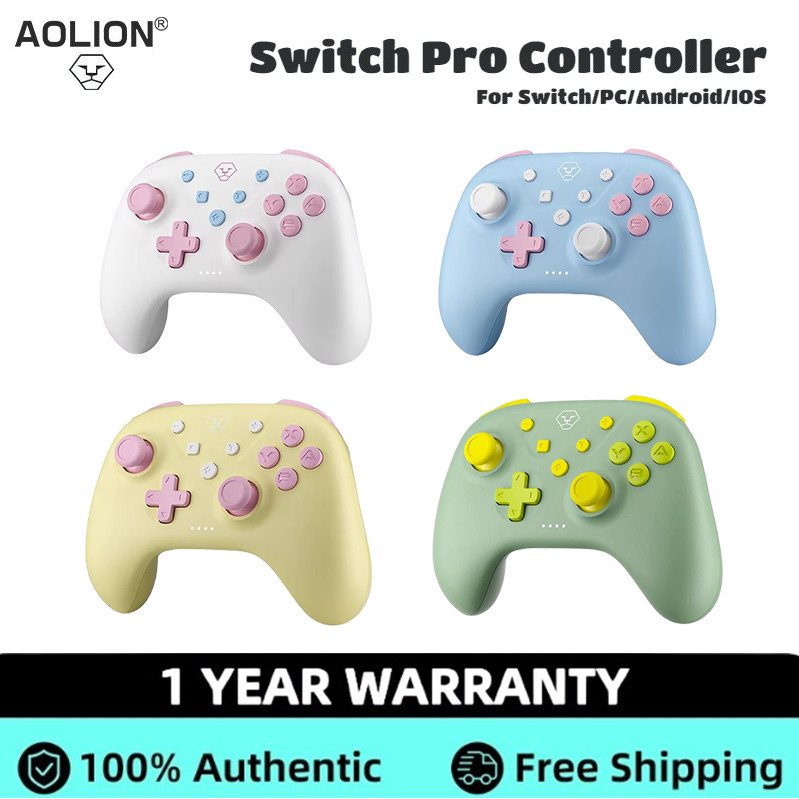 AOLION Pro Controller Rococo สีสําหรับ Nintendo Switch/PC/ iOS/Android บลูทูธ Gamepad สต็อกท้องถิ่น 