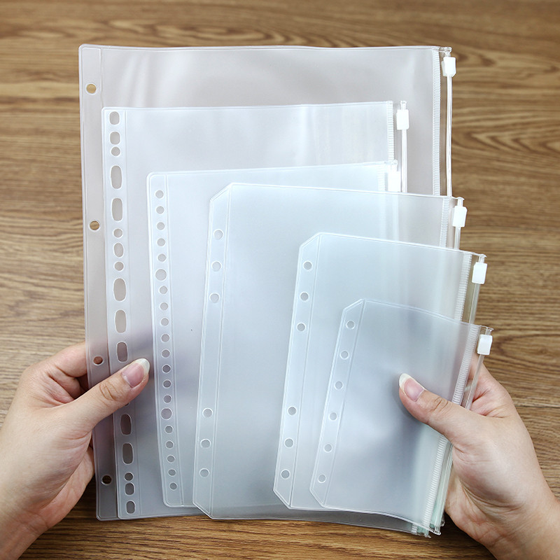 A4a5 Loose-leaf Storage Bag Perforated b5a7a6 Pull Side Bag Handbook Accessories Transparent Zipper 