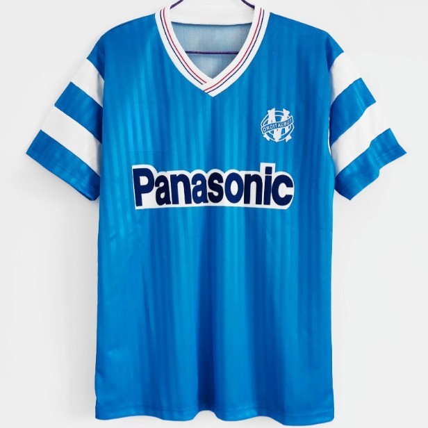 เสื้อยืดแขนสั้นกีฬา Retro Marseille ขายร้อน เหมาะสำหรับแฟนคลับและเสื้อฟุตบอลพัดลม