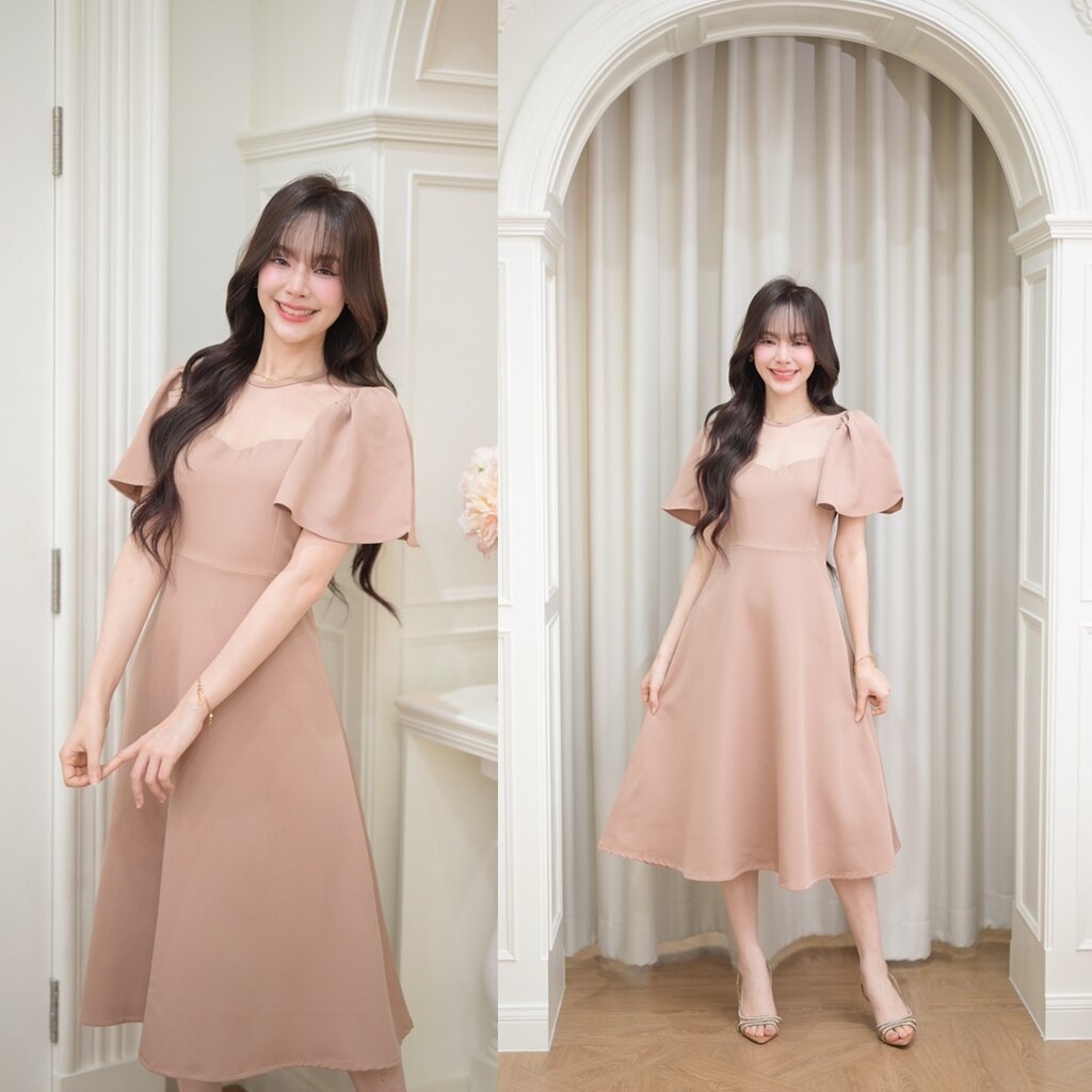 Starry Soul Midi Dress : สีโอวัลติน