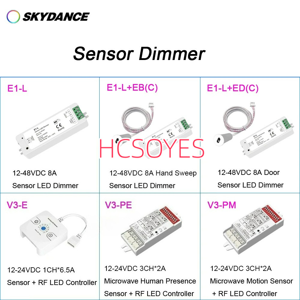 Skydance ไมโครเวฟ Motion Human Presence Sensor LED Dimmer Hand Sweep Door Sensor + RF LED Controller