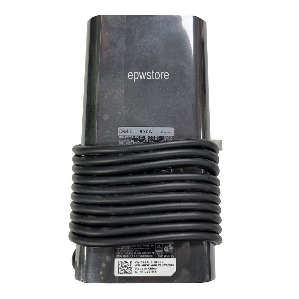 90W 20V 4.5A type-C PD USB AC Adapter Charger สําหรับ Dell XPS 17 9700 9710