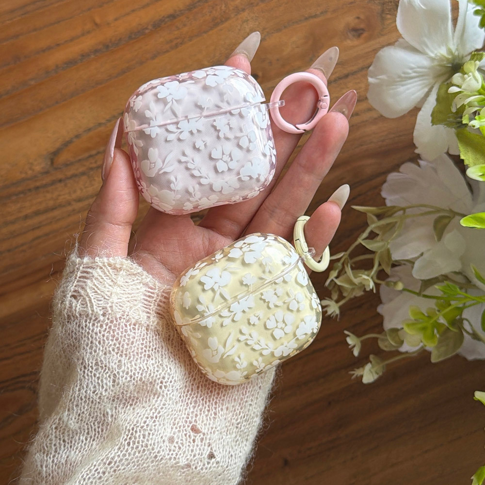 โปร่งใสสีขาวดอกไม้สําหรับ แอปเปิล แอร์พอด มือโปร 2 3 4 5 หูฟังป้องกันกรณี แอร์พอด4 กล่องบลูทูธไร้สายกรณี