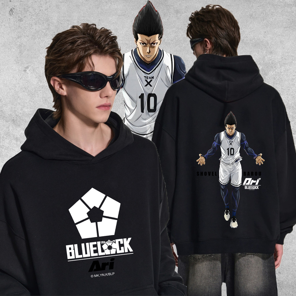 ARI X BLUE LOCK BAROU เสื้อฮู้ดผู้ชายผ้าฝ้ายที่ระบายอากาศได้ดี (M-3XL)