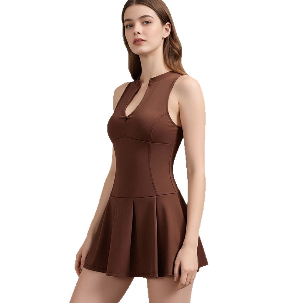 ชุดเทนนิสสำหรับผู้หญิงฤดูร้อน แบบSlim-fit กระโปรงครึ่งซิป Culottes ลดแสงสะท้อน