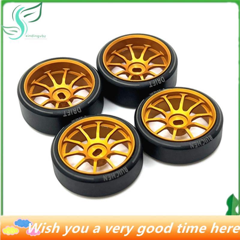 ^Star^ ยางดริฟท์พลาสติกแข็ง 4 ชิ้น Tyre ขอบล้อโลหะสําหรับ 284131 K969 K989 P929 Mini-Z 1/28 RC รถอะไ