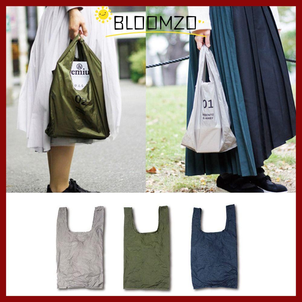 in stockBLOOMZO Tote Eco Bag,Reusable Ultra-light Folding Shopping Bag,คุณภาพสูงไนลอนกันน้ํามือถือ Carrier Shopping Bag Home