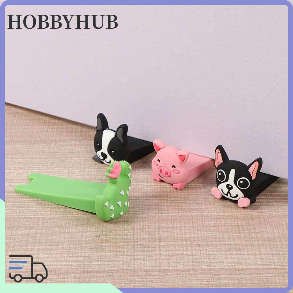 HOBBYHUB บล็อกลิ่ม Doorstops, ประตูบ้านซิลิโคนประตูหยุด, การ์ตูน Shock Absorbent Anti-collision Stopper มือจับประตูแบบใช้ซ้ําได้