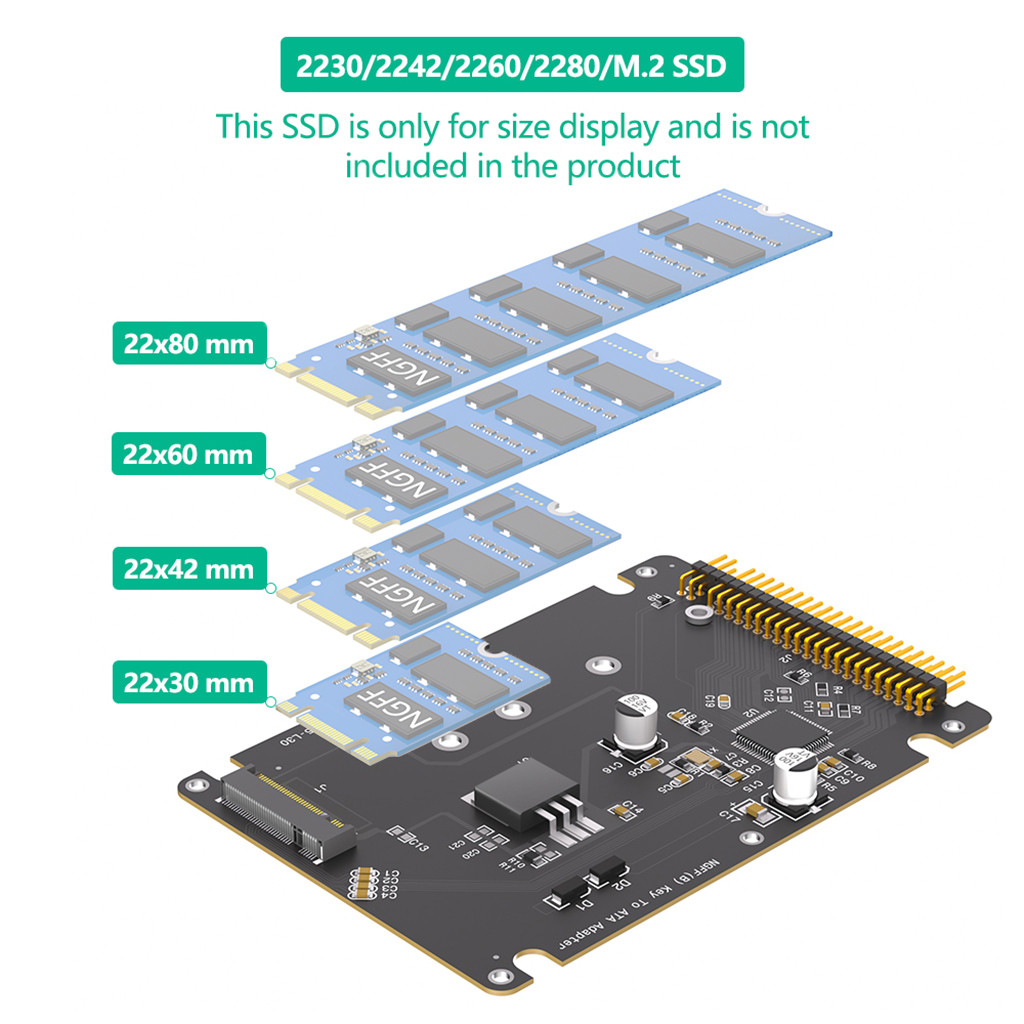 M.2 NGFF Key B SATA SSD ถึง IDE ATA 44Pin อะแดปเตอร์รองรับ Win XP, Win 7, Win 8/10/ 11 หรือ Linux