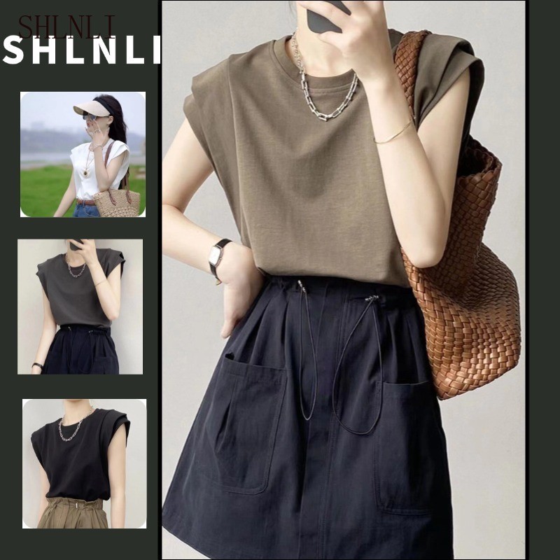เสื้อยืดแขนสั้นสำหรับผู้หญิง สไตล์ลำลอง สีทึบ สวมใส่ง่าย และเหมาะสมในฤดูกาลใบไม้ผลิดอกถึงฤดูร้อน