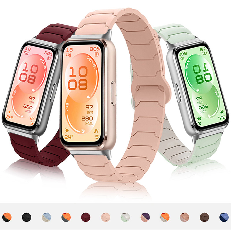 Magnetic Sport สายซิลิโคนสําหรับ Huawei Band 11/Huawei Band 11 Pro เข็มขัดยางแบบปรับได้สร้อยข้อมือสายรัดข้อมืออุปกรณ์เสริมสําหรับ Smartwatch Huawei Band 11