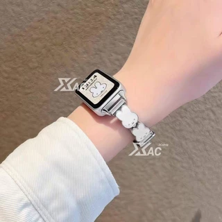 Miffy กระต่ายหนังนาฬิกาสําหรับ HUAWEI band 11/11Pro/10/9/8 น่ารักผู้หญิงหรูหราสําหรับ huawei band 8/9/10สายรัดข้อมือแฟชั่น ﻿