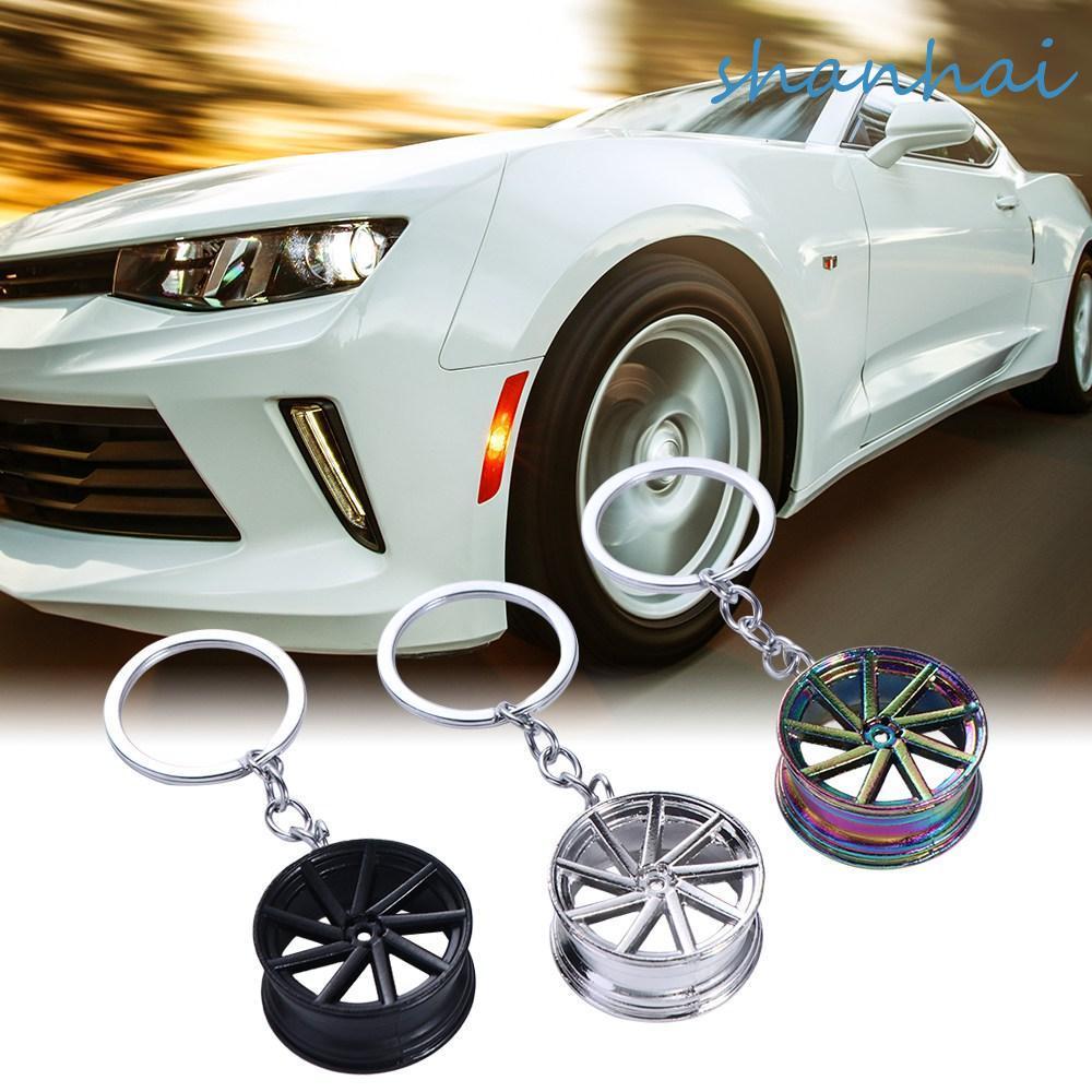 SHANHAI พวงกุญแจรถล้อ, Mini INS ขอบยาง Key Holder, Unique Wheel Hub Keyring Alloy Bag Charms