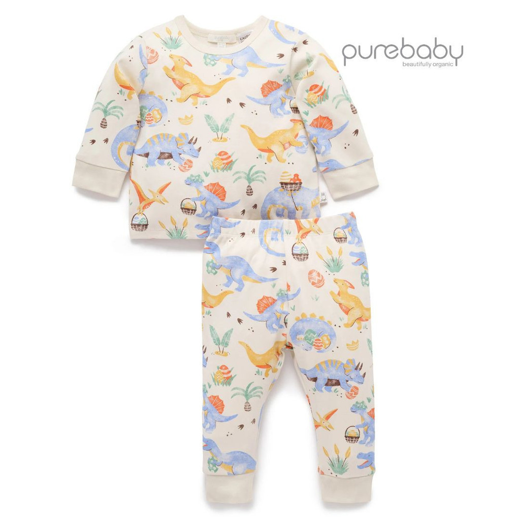 Purebaby Organic Pyjama Set - Easter Dino Dash Print