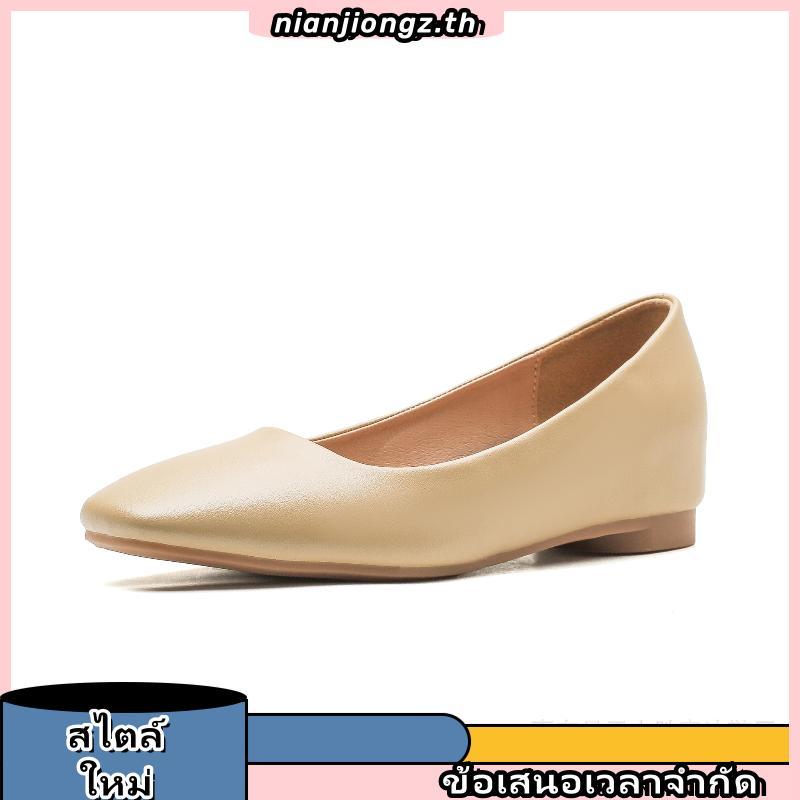 Pretty Popteen รองเท้าคัทชู หัวตัด ส้นเตี้ย 1 นิ้ว สีดำ รุ่น PT-2415 ไซซ์ 35-42