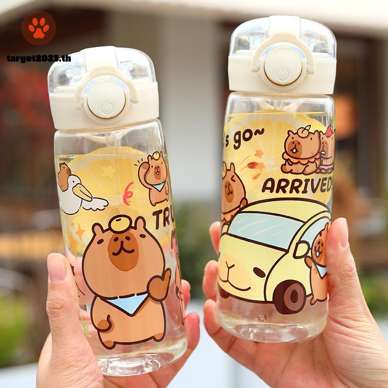 [ARG] Capybara การ์ตูน 400ml ขวดน้ําความจุขนาดใหญ่แบบพกพากีฬาฟิตเนสถ้วยฟางถ้วยน้ําพลาสติกนักเรียน [TH]