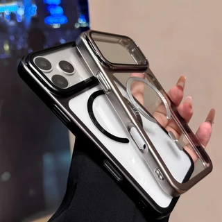 คุณภาพสูง ชุบเคสแม่เหล็กโปร่งใสสําหรับ ไอโฟน 17 มือโปร สูงสุด ป้องกันเลนส์วงเล็บกันกระแทกฝาครอบ