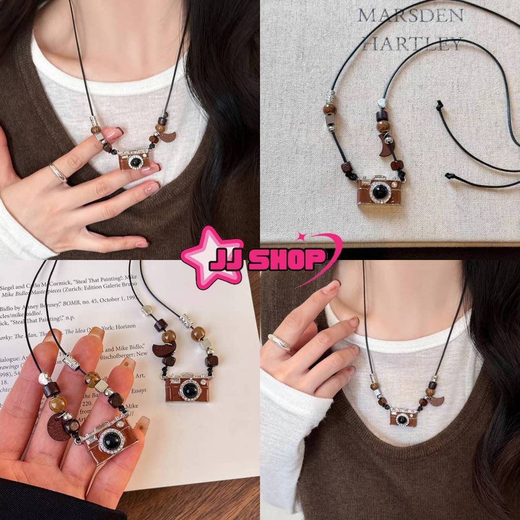 JJ Shop​💜​พร้อมส่ง สร้องคอ สายเชือก ดีเทลจี้ลายกล้อง สไตล์เกาหลีสไตล์เท่ ใส่ง่าย "BRL-23"